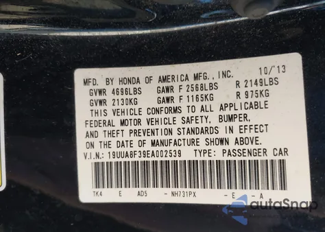 2014 Acura Tl 3.5 Special Edition from USA, damaged, VIN 19UUA8F39EA002539